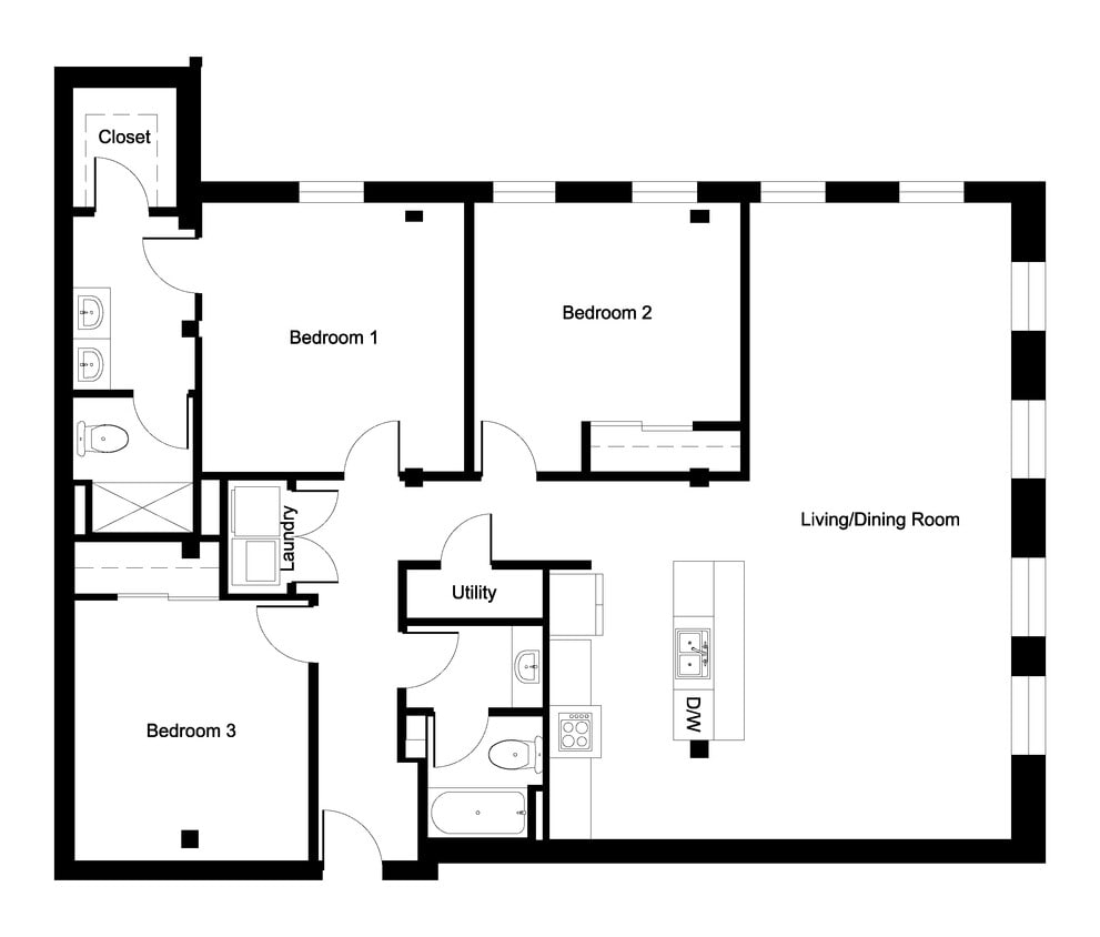 Floor Plan #211/311 - 3 bed 2 bath