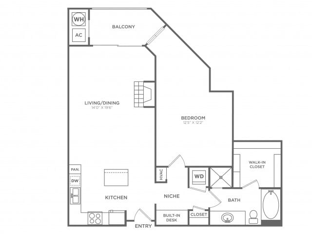 1 Bedroom 1 Bath (914 SF) - 1 Bedroom 1 Bath (914 SF)