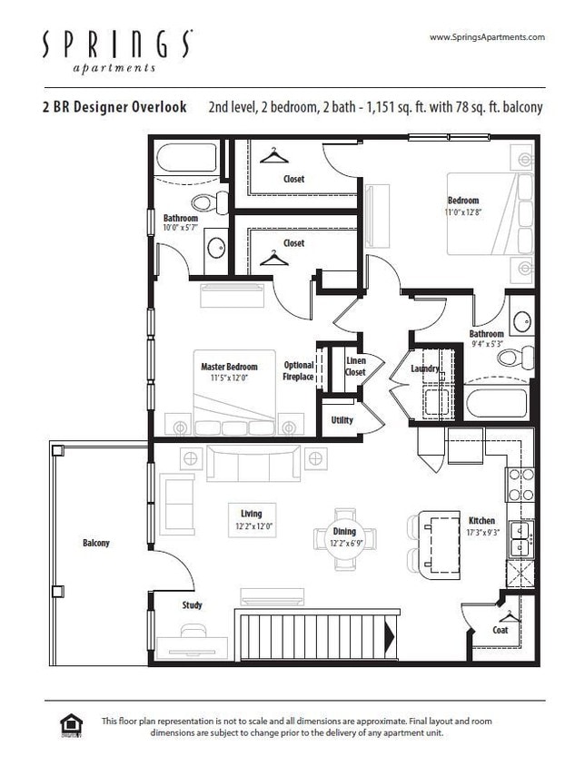 Floor Plan - 2 Bedroom Designer Overlook