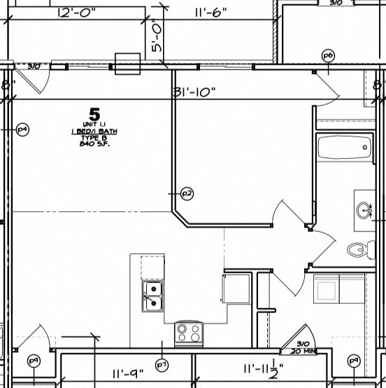 Floor Plan - 1 Bed/1 Bath, 1 Carl Att. Garage (21/1B/2)