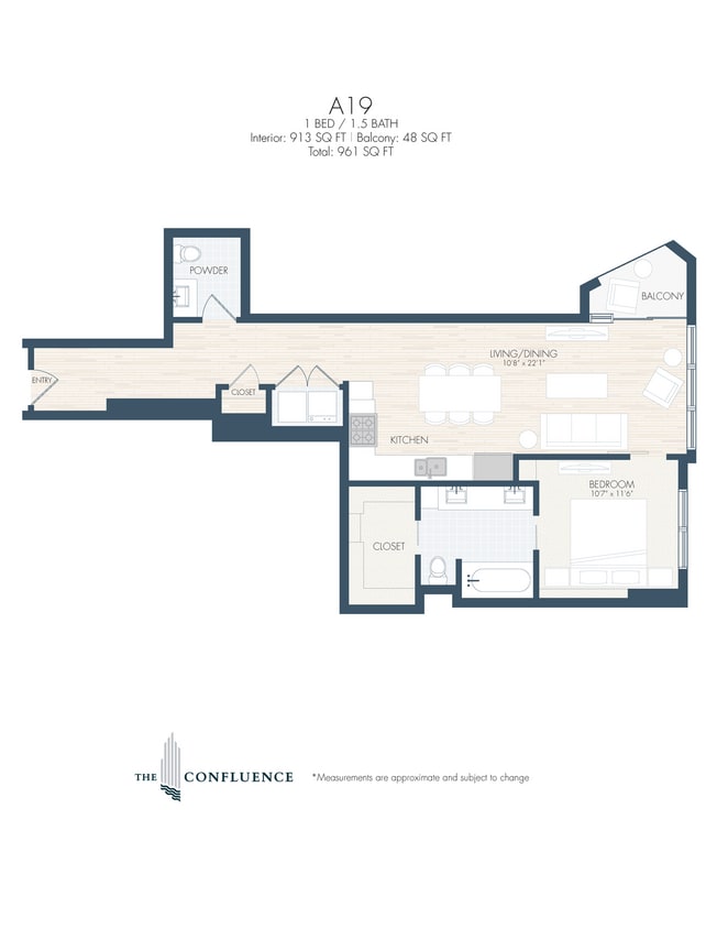 Floor Plan - A19 | Tower 1 Bedroom