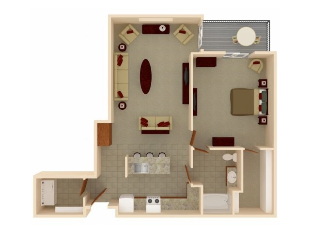 Floor Plan - 1 Bedroom 1 Bathroom