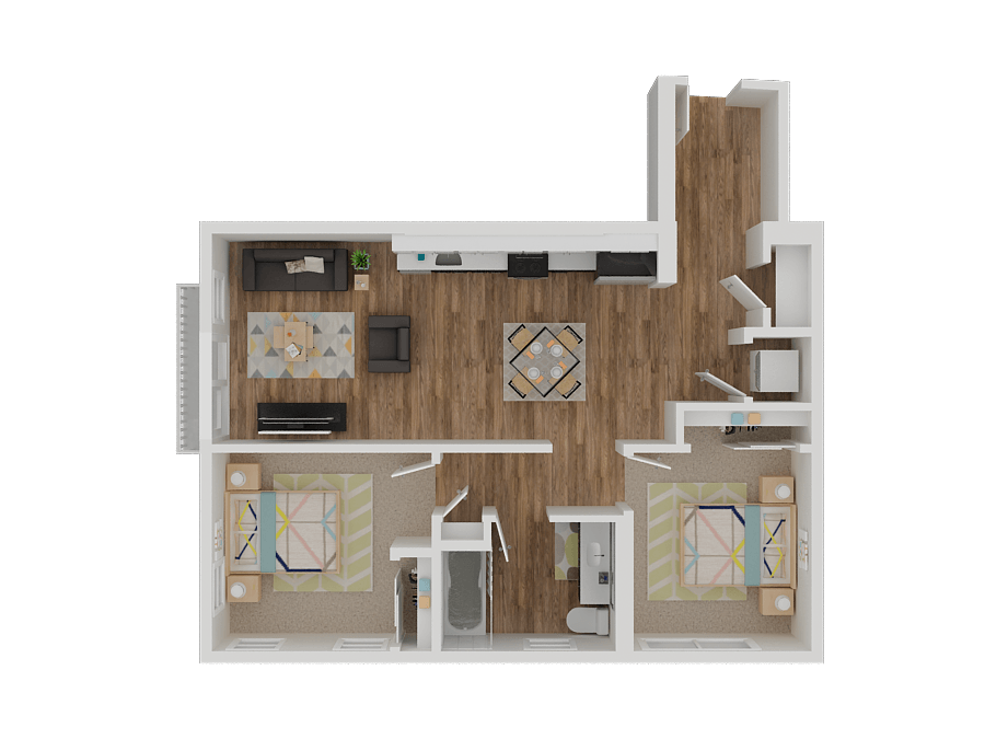 Floor Plan - Two Bedroom One Bathroom