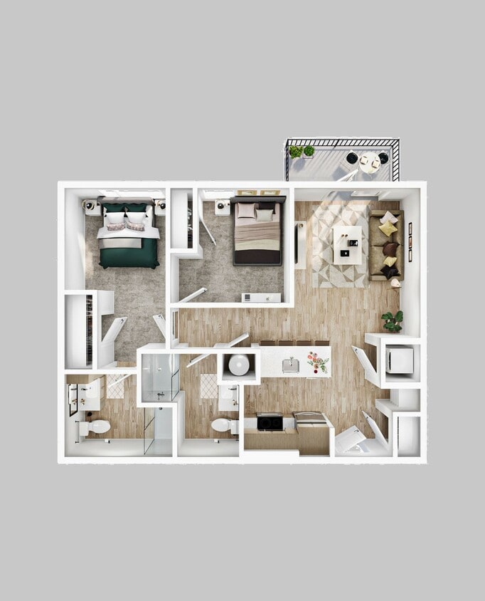 B3B - 2BR/2BA - B3 Balcony