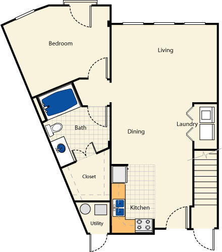 Floor Plan - 1 Bed 1 Bath