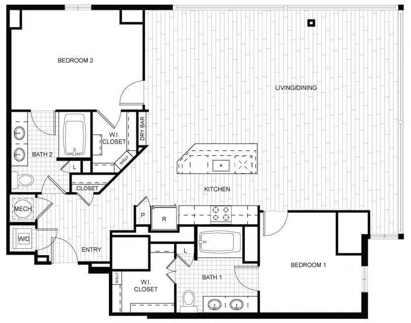 Floor Plan - 2 Bed/2 Bath-T_C01