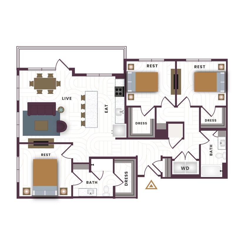 3 Bedroom 2 Bath - C1-hc-e
