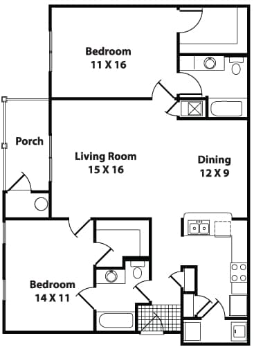 Bedford - 2 Bed 2 Bath Partial