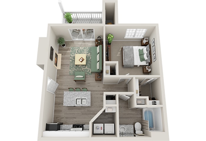 Floor Plan - One Bedroom One Bath Renovated 1AR