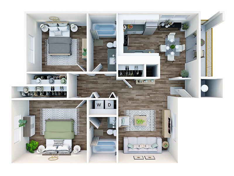 Floor Plan - 900 2 Bed 2 Bath