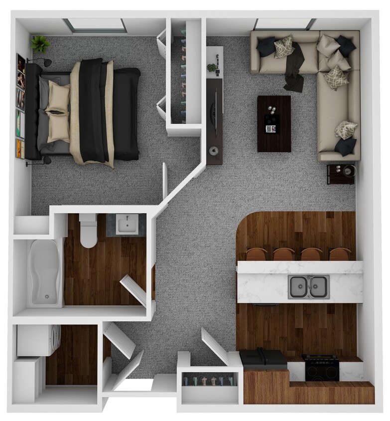 Floor Plan - 1 Bed 1 Bath Apartment 
