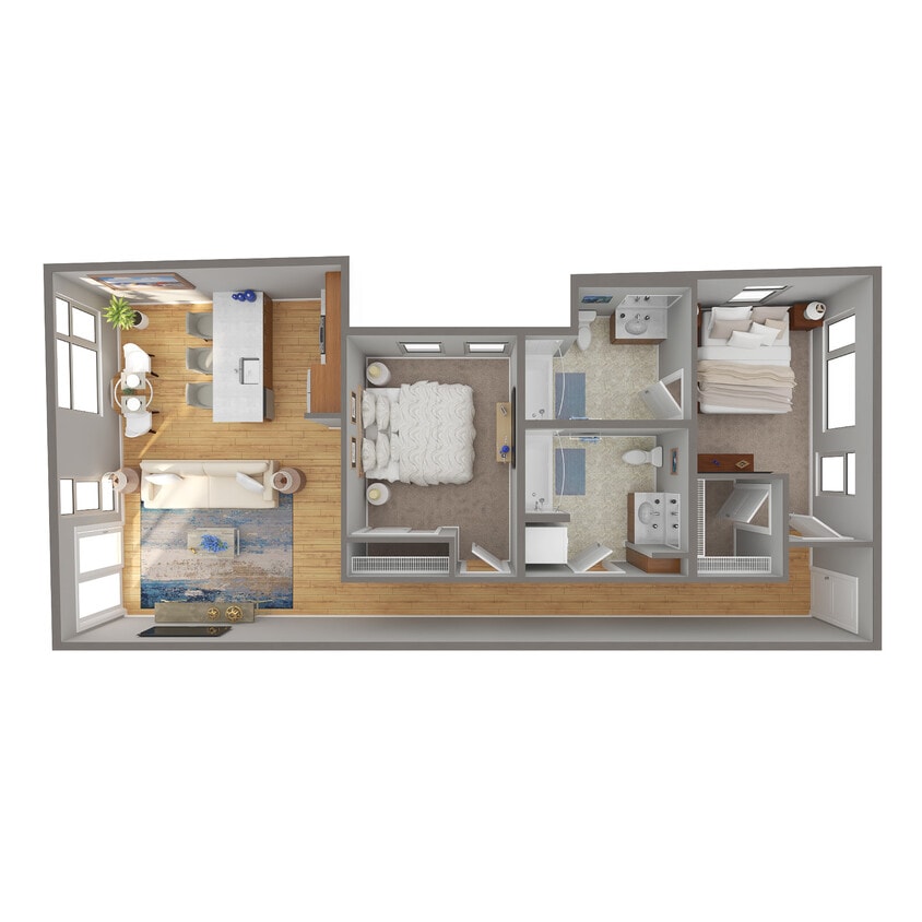 Floor Plan - 2 Bed, 2 Bath - C