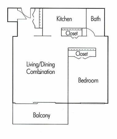 one bed floor plan.jpg - One Bedroom One Bath