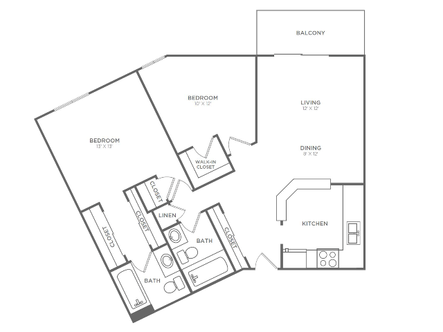2 Bedroom 2 Bathroom B6 | from 1044 sq ft - B6