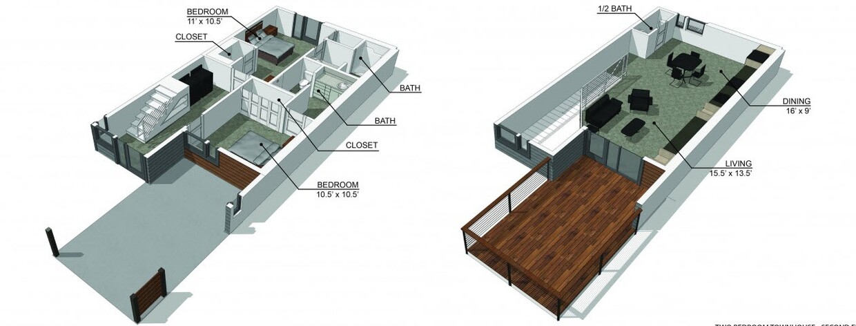 Floor Plan - Townhome 2 Bedroom