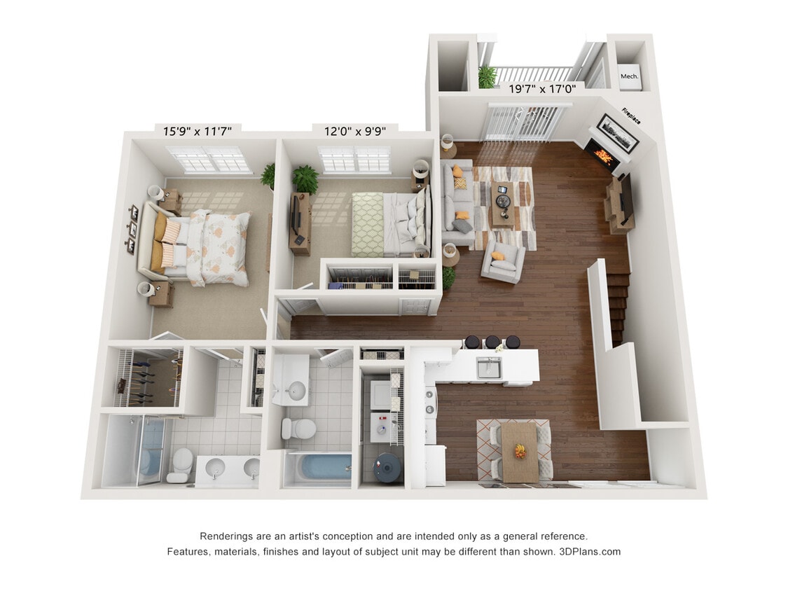 Floor Plan - Upgraded 2 BR 2nd flr H1