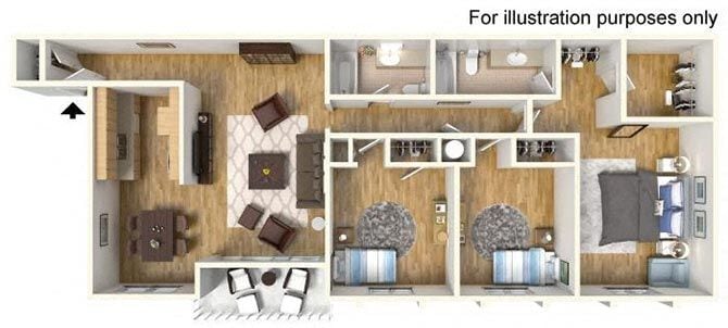Floor Plan - 3 Bedroom 2 Bathroom