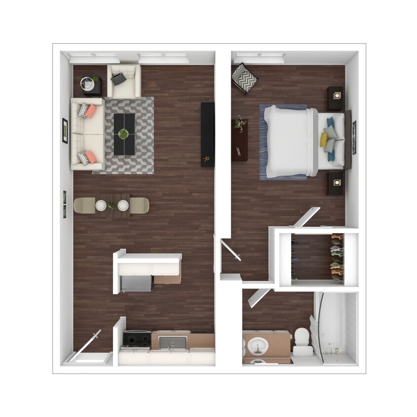 Floor Plan - 1 Bedroom/1 Bath 
