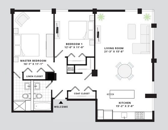 Floor Plan - 2 Bed Superior A