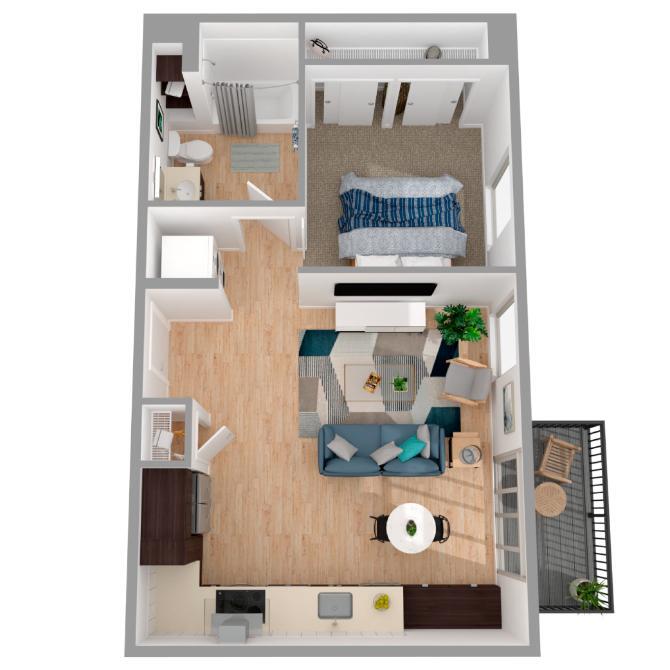 Floor Plan - 1 Bed/1 Bath-a21.1