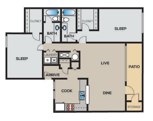 Floor Plan - 2x2 Elite