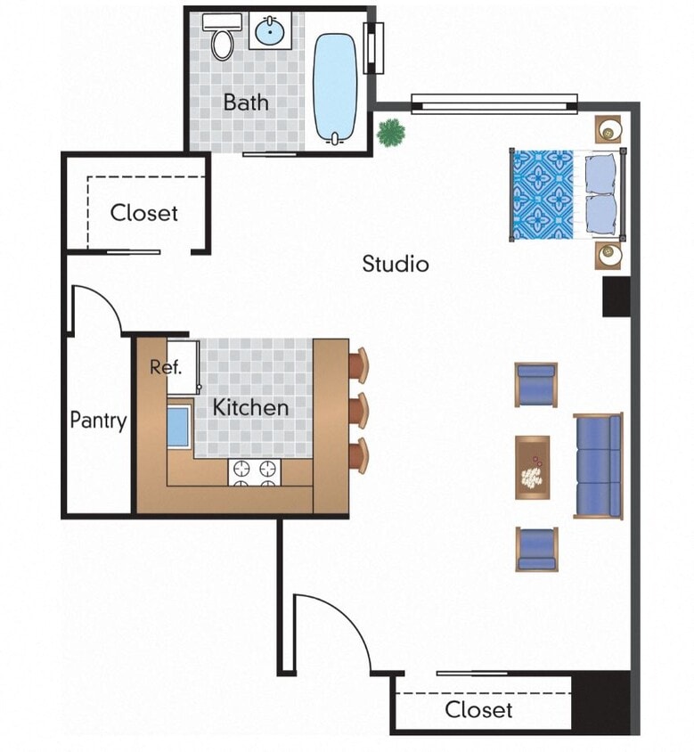 Floor Plan - Renovated Studio 01 Tier