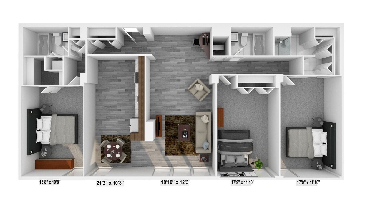 Floor Plan - 3 Bed 3 Bath Premium