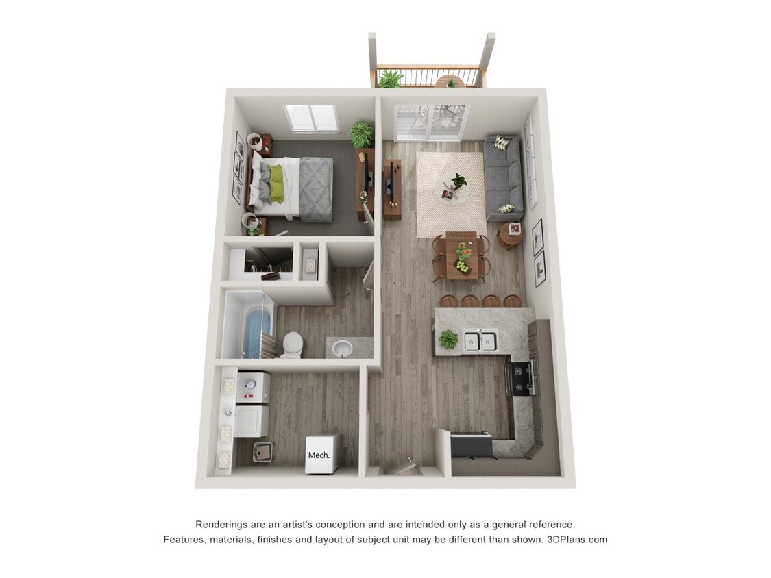 Floor Plan - 1 Bedroom 1 Bathroom