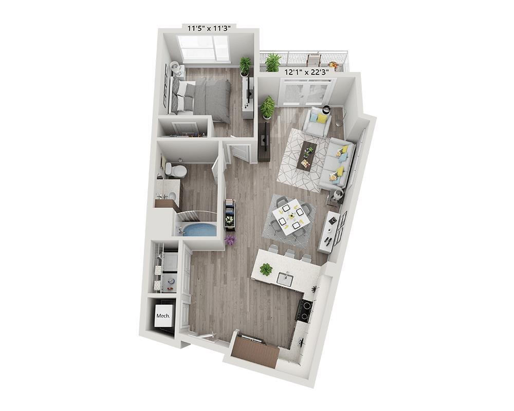 Floor Plan - One Bedroom A1T