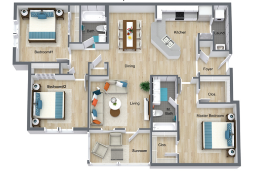 Floor Plan - The Savanah with Sunroom