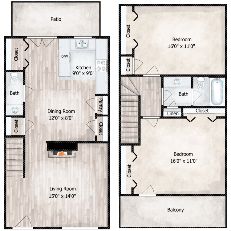 2B15BTH_912751.png - 2 Bed 1.5 Bath Townhome