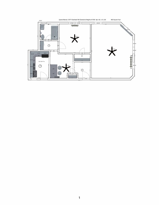 Floor Plan - 1 Bedroom 1 Bath Front