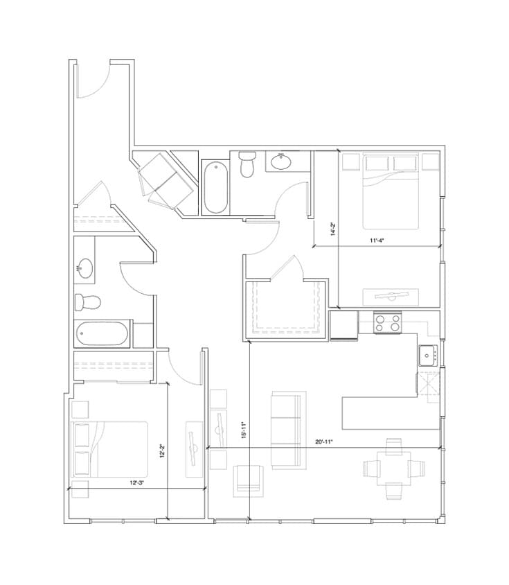 Floor Plan - Hub 9 - 2x2 C