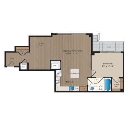 Floor Plan - 1 Bed-1 Bath Den-B3PH