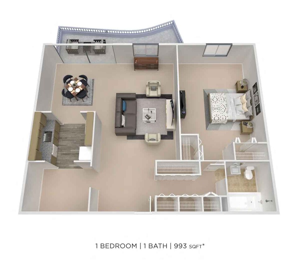 Floor Plan - PCH 1 Bdrm - C