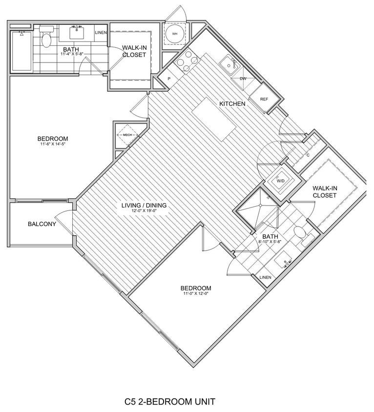 Floor Plan - 2 Bed/2 Bath-C5