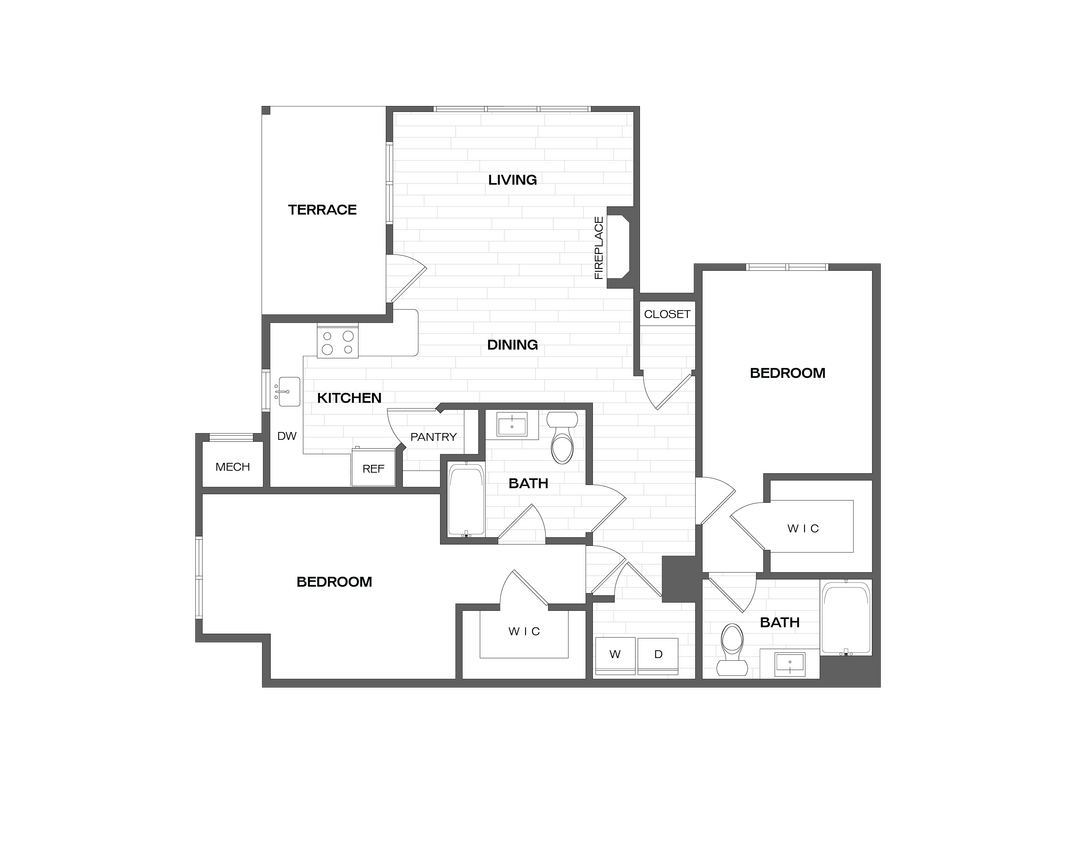 Floor Plan - 2 Bed/2 Bath-B2