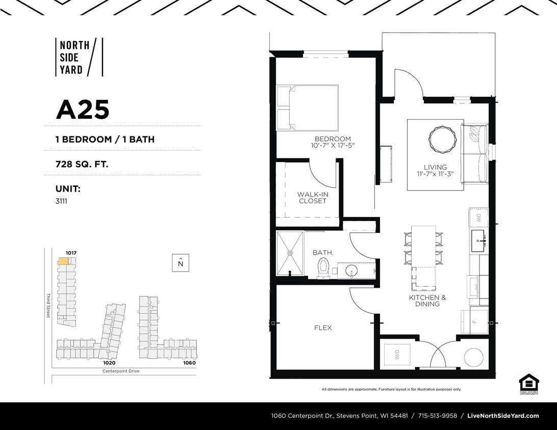 Floor Plan - A25 - 1 Bed / 1 Bath 