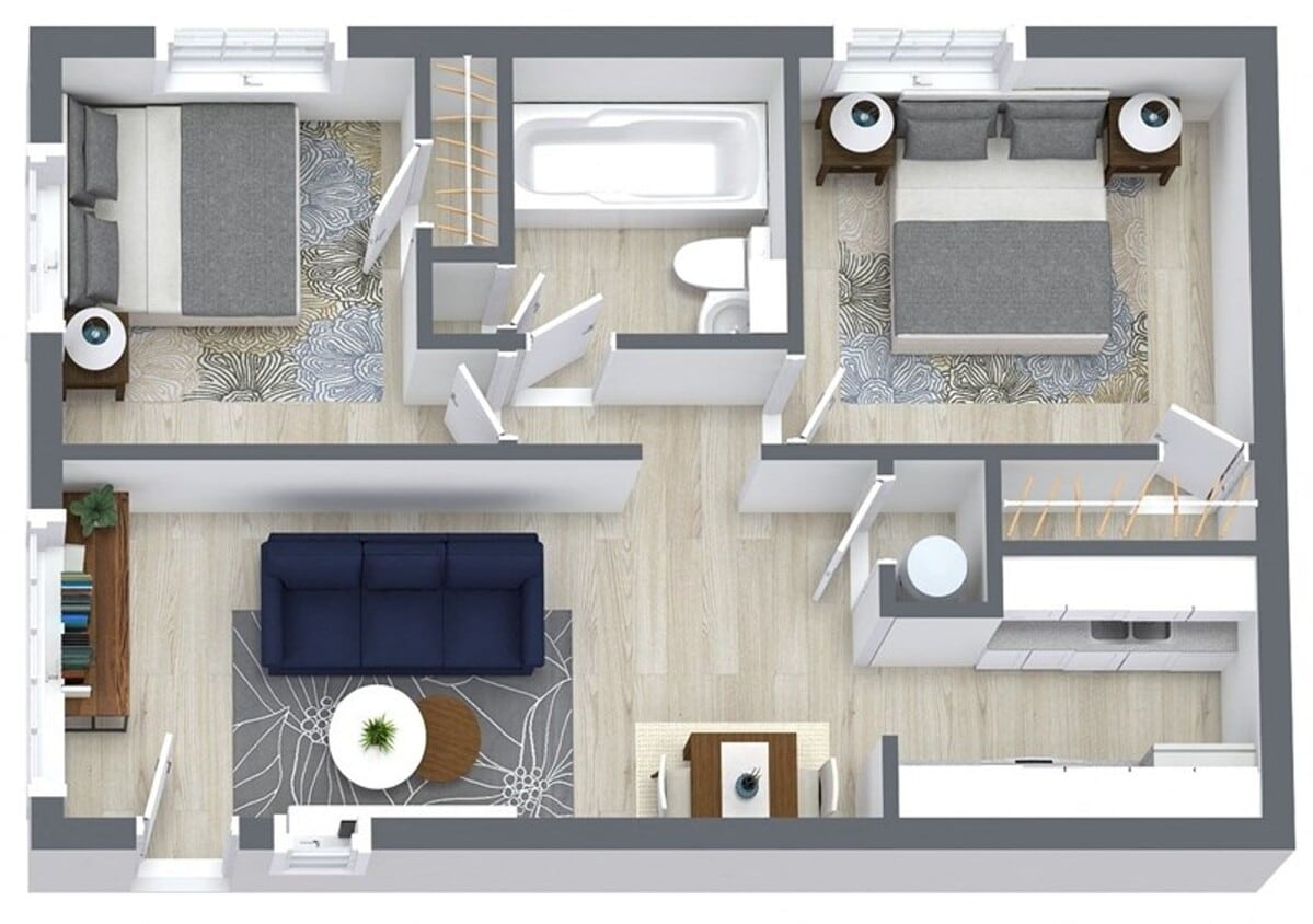 Floor Plan - Spacious Two Bedroom Apartment Home