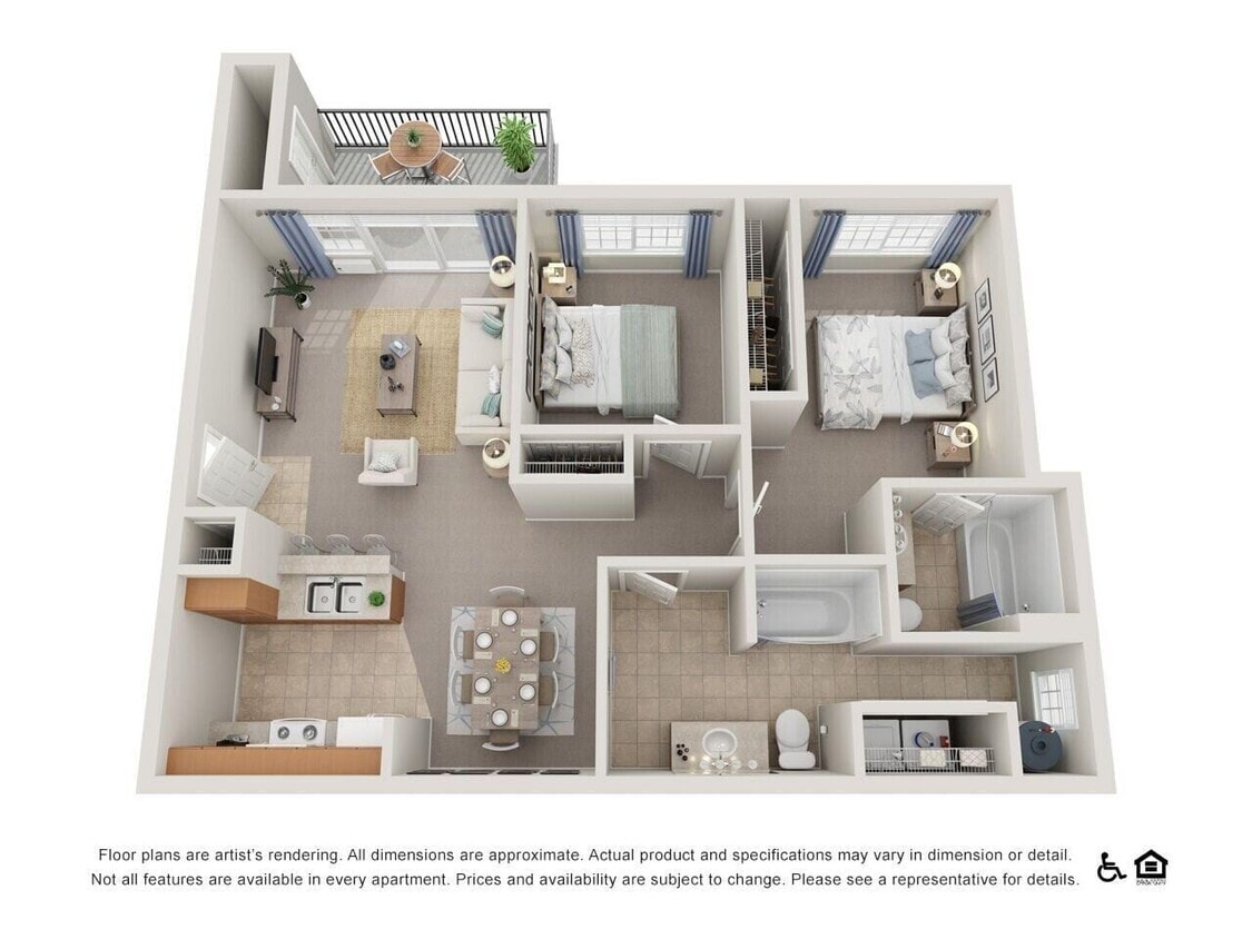 Floor Plan - Two Bedroom, Two Bathroom 