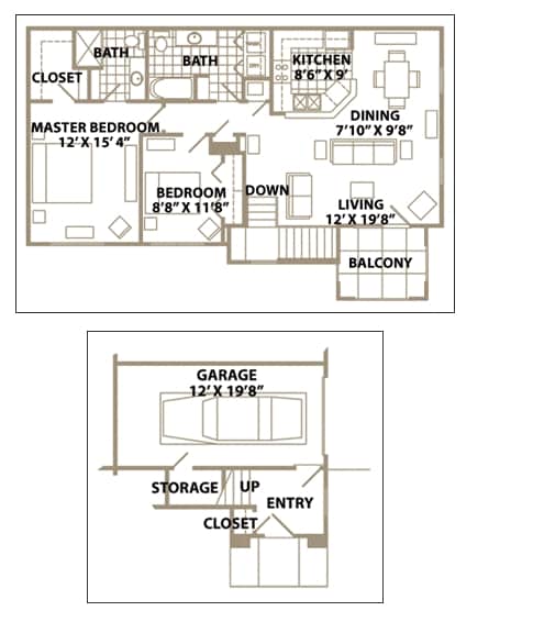 2BR/2BA - 2 Story Gardenhome