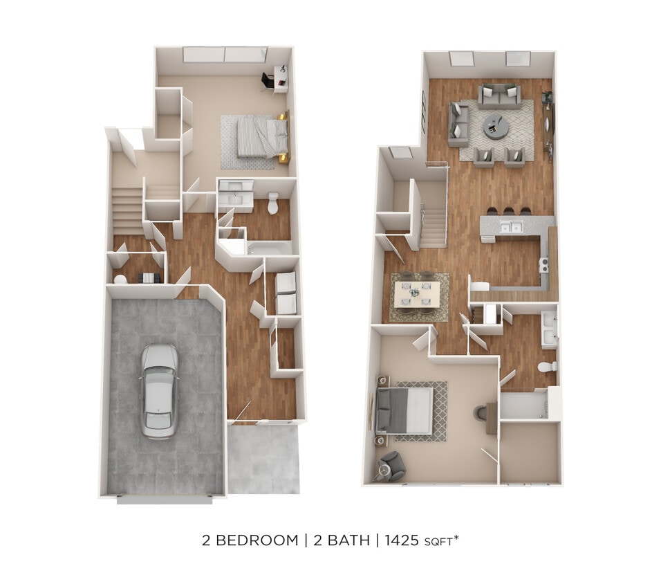 Floor Plan - Two Bedroom 2 Bath Brownstone- 1425 sqft