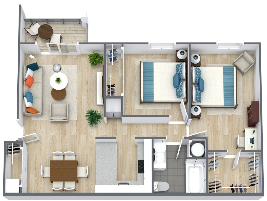Floor Plan - 2 Bedroom - 1 Bath