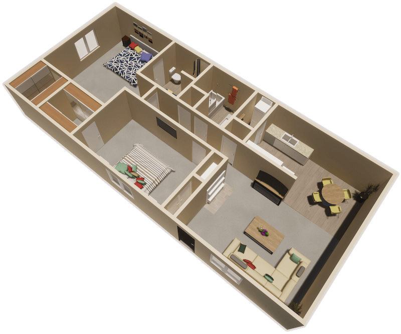 Floor Plan - 2 Bed 2 Bath B