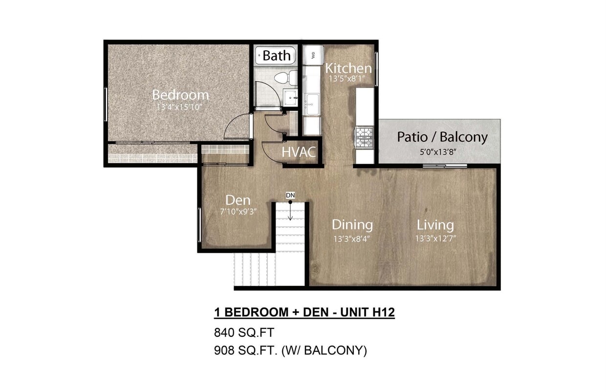 NC - 1 BR Den - 1 Bedroom Den