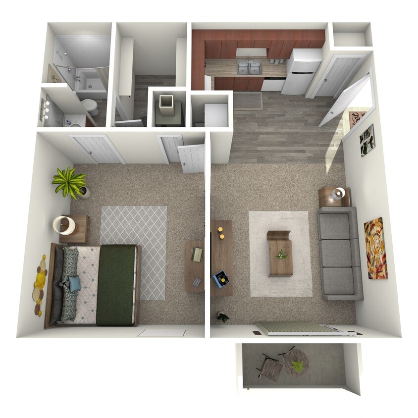 Floor Plan - Uptown - 1 Bed, 1 Bath Studio