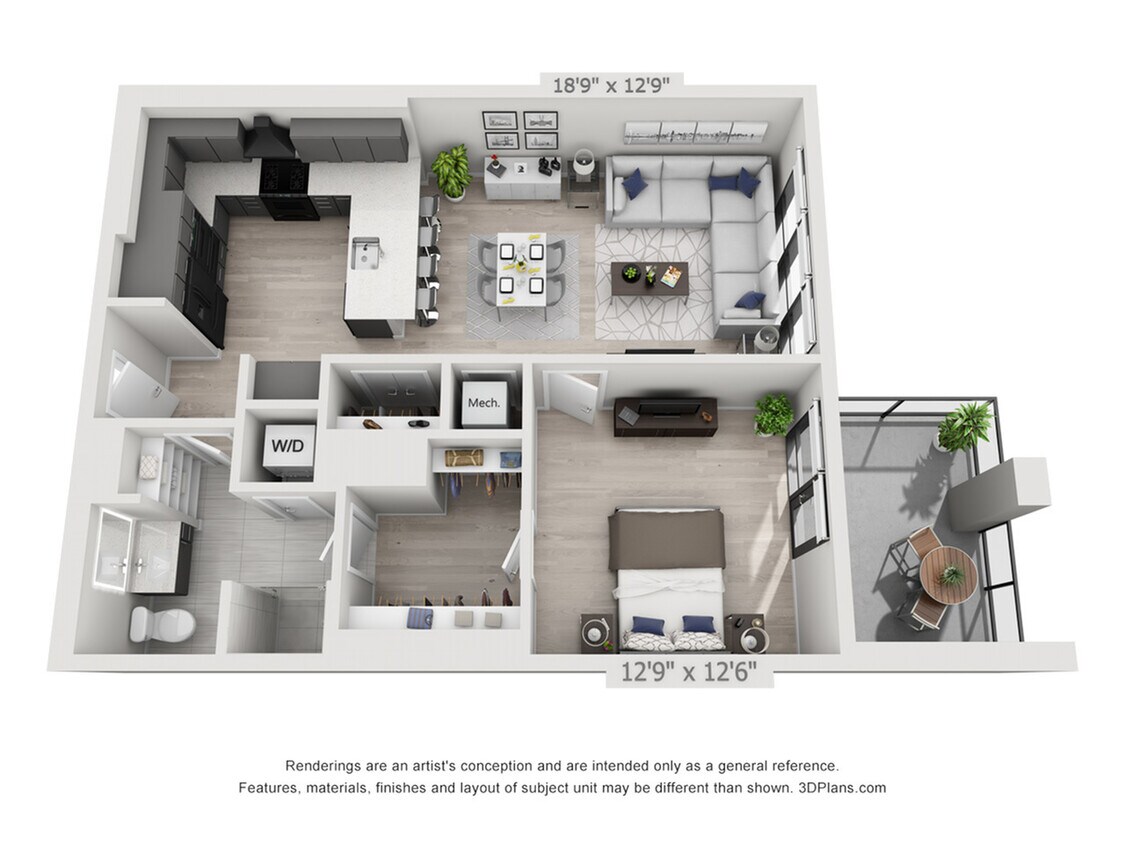 One Bedroom One Bath Penthouse (865 SF) - One Bedroom One Bath Penthouse (865 SF)