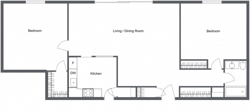 Floor Plan - 2 bedroom 1 Bath