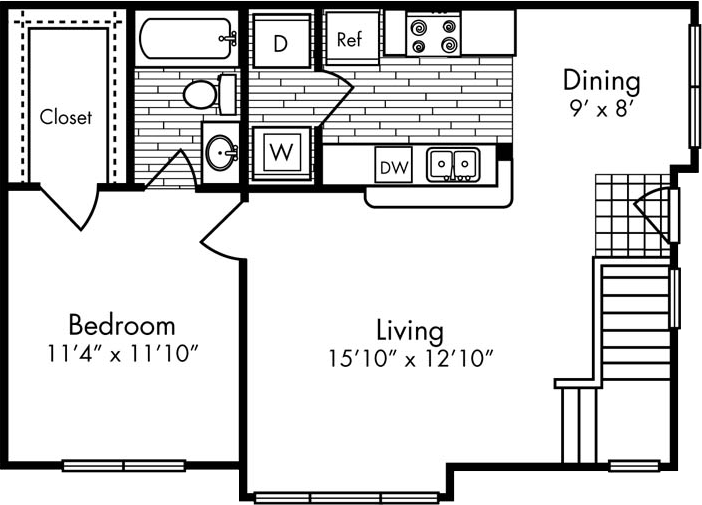 Floor Plan - Small One Bed, One Bath