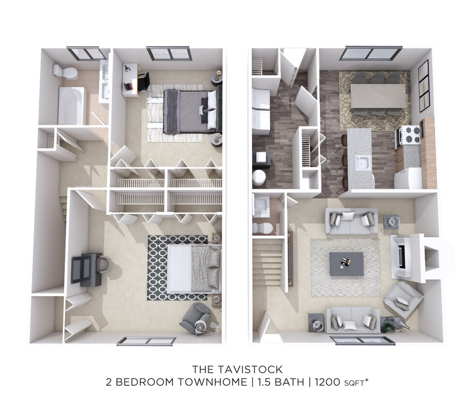 Floor Plan - Two Bedroom 1.5 Bath - 1,200 sqft